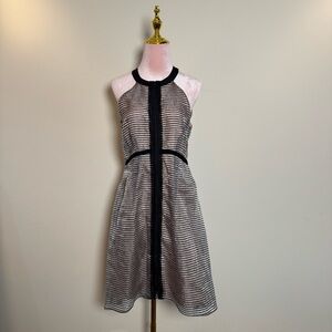 Nannette Lapore Black and White Striped Dress with Full Dual Zipper Detail